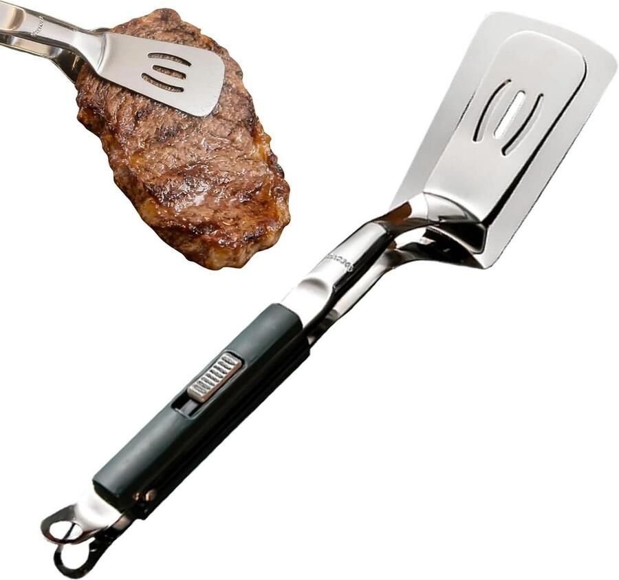Grilltang Spatel Voedsel Tang Koken en Grillen Roestvrij Staal 29 x 6.5 cm Groen