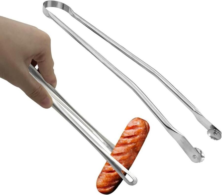 Grilltang Vlees tang Buiten koken Draaien en klemmen 38 cm Zilver