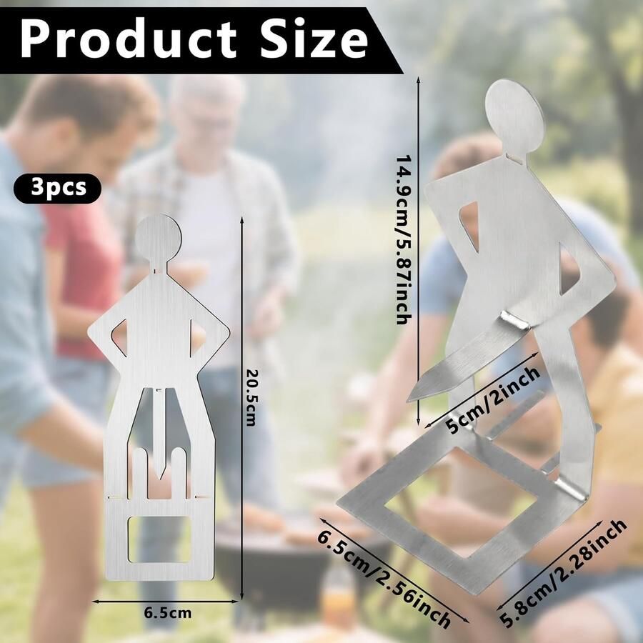 Grillworsthouder RVS Staande Man Creatieve BBQ-accessoire Voor Buiten en Camping