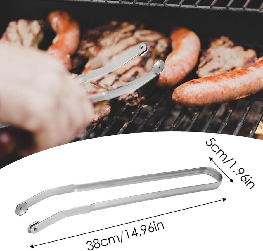 Grillworsttang Keukentang Chef-tang Koken Grillen BBQ Draaibaar Roestvrij Staal 39.79 x 6.8 cm Gepolijst