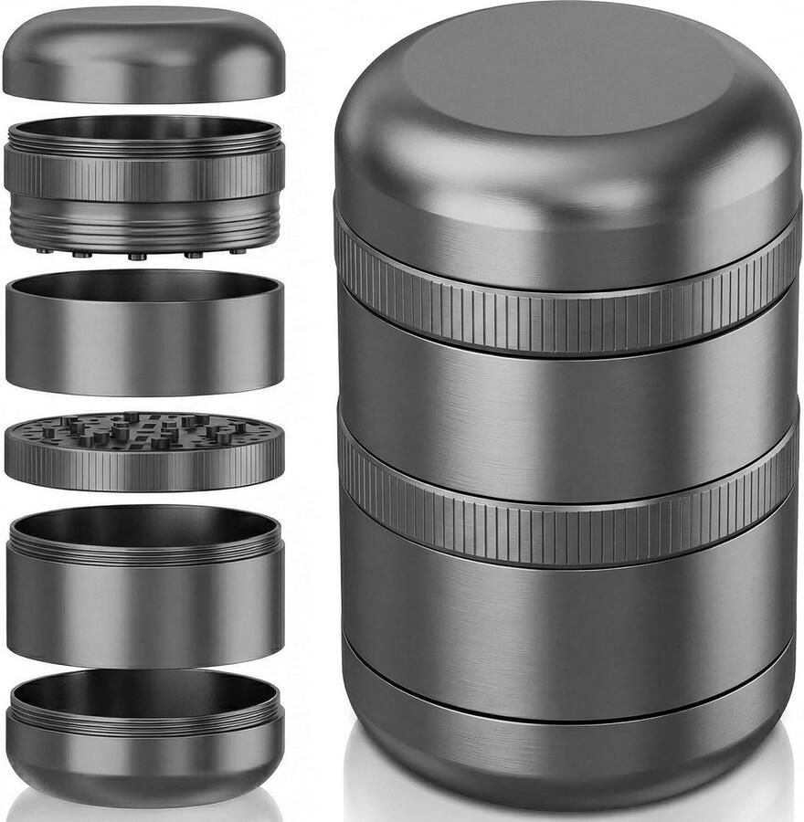 Grinder Metaal 60 mm Herb Grinder Grinders Crusher Accessories Gifts Cool Dry Herb Mill Big Large Premium Steel Novelty Ginder 4delig 4 Chamber XXL Geinder Grijs