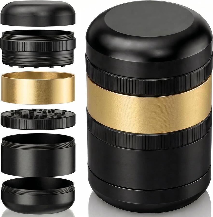 Grinder Metaal 60 mm Herb Grinder Grinders Crusher Accessories Gifts Cool Dry Herb Mill Big Large Premium Steel Novelty Ginder 4delig 4 Chamber XXL Geinder Zwart Goud