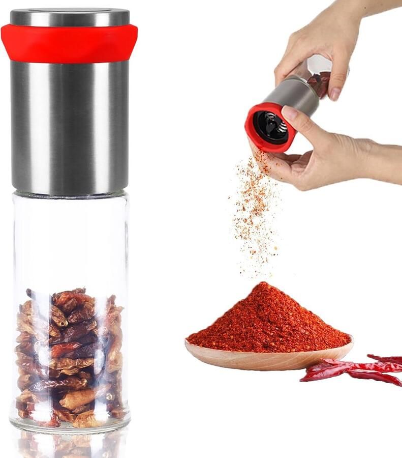 Grinder Mill Smavles 170ML Chili Mill roestvrij staal & glas chili cutter voor droge pepers