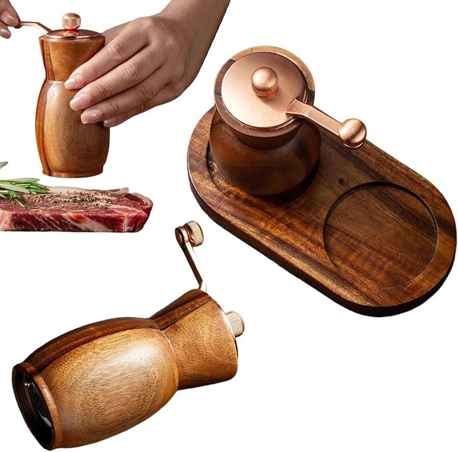 Grinder Set Houten Hand Gebogen met Base