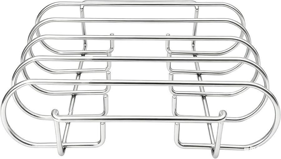 Groefhouder Barbecue Grillrek Houder Verticaal Grillen Gelijkmatige Warmteverdeling 4 Sleuven Zilver