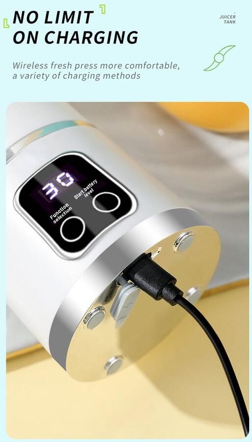 Groene 7 4V sapcentrifuge draagbaar 400 ml inhoud USB oplaadbaar perfect voor uitstapjes en buitenactiviteiten