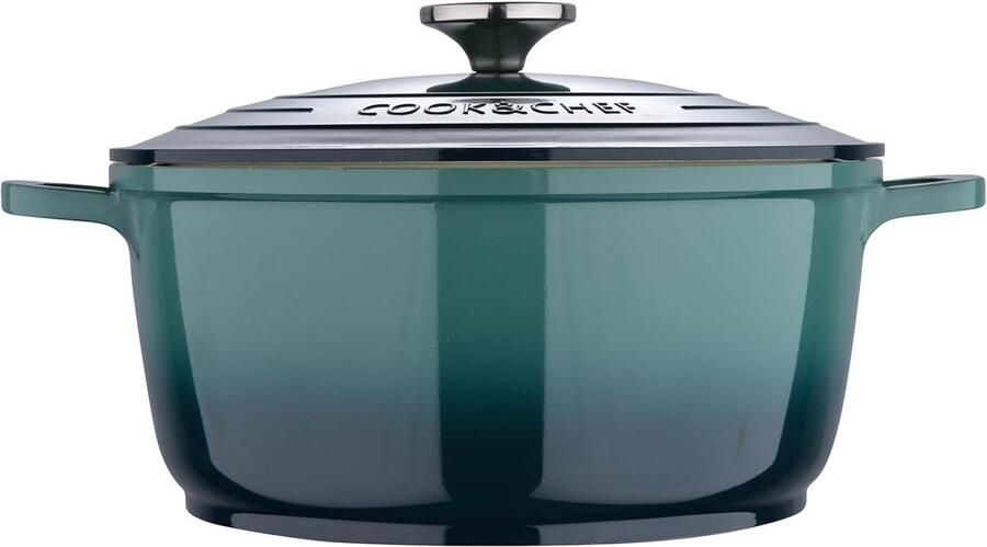 Groene braadpan 24 cm met deksel gegoten aluminium oven- en inductiegeschikt