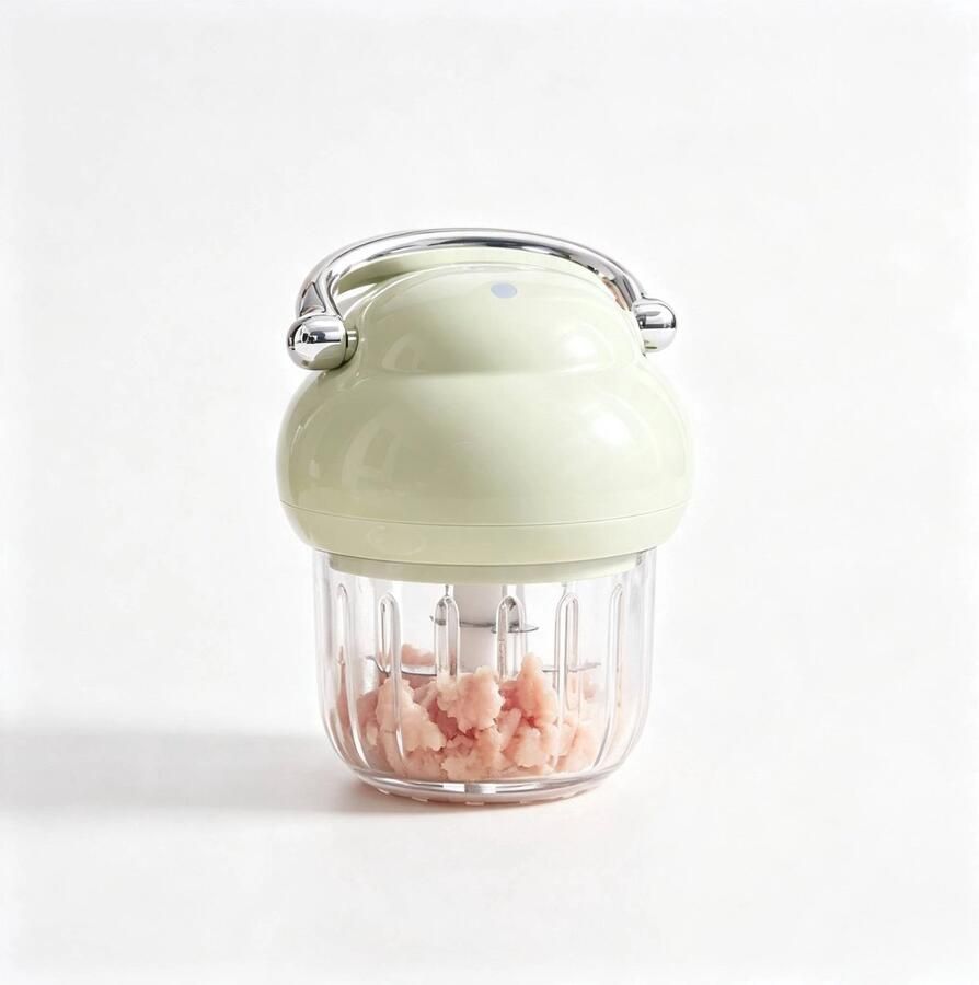 Groene elektrische babyvoedselmachine met 350 ml roestvrijstalen blender USB-oplaadbare hak- en maalapparaat speciaal voor babyhapjes ook geschikt voor knoflook noten en groenten