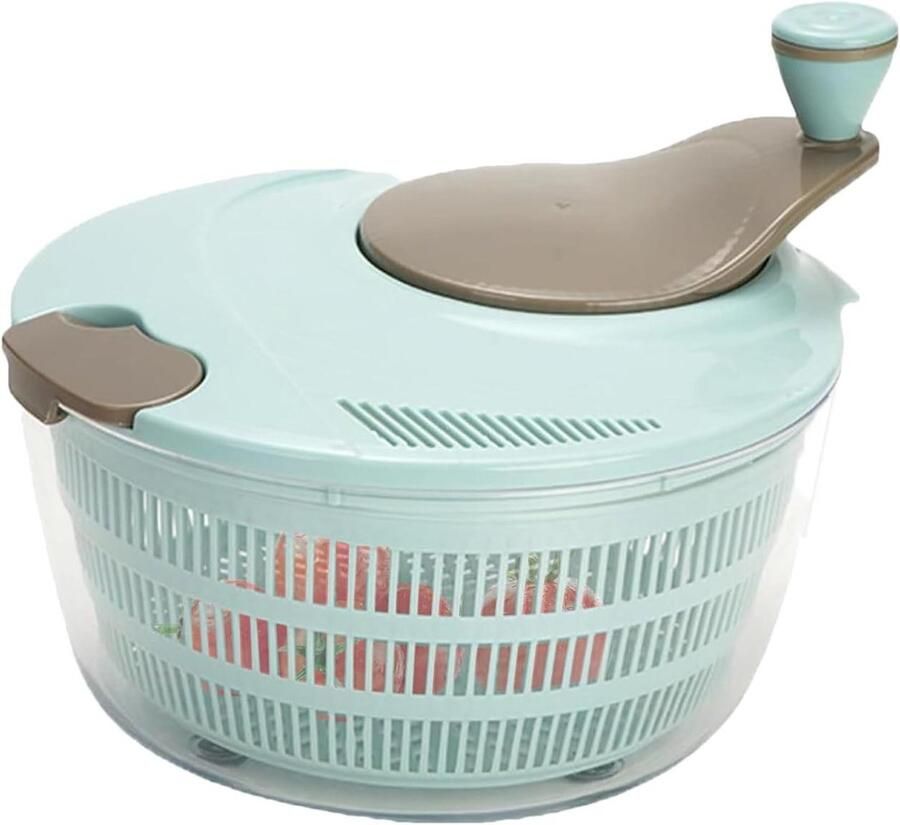 Groente Droger Spinner Salade Blender Kom Groenten Wassen Uniek Draaimechanisme 25x25x22 cm Wit