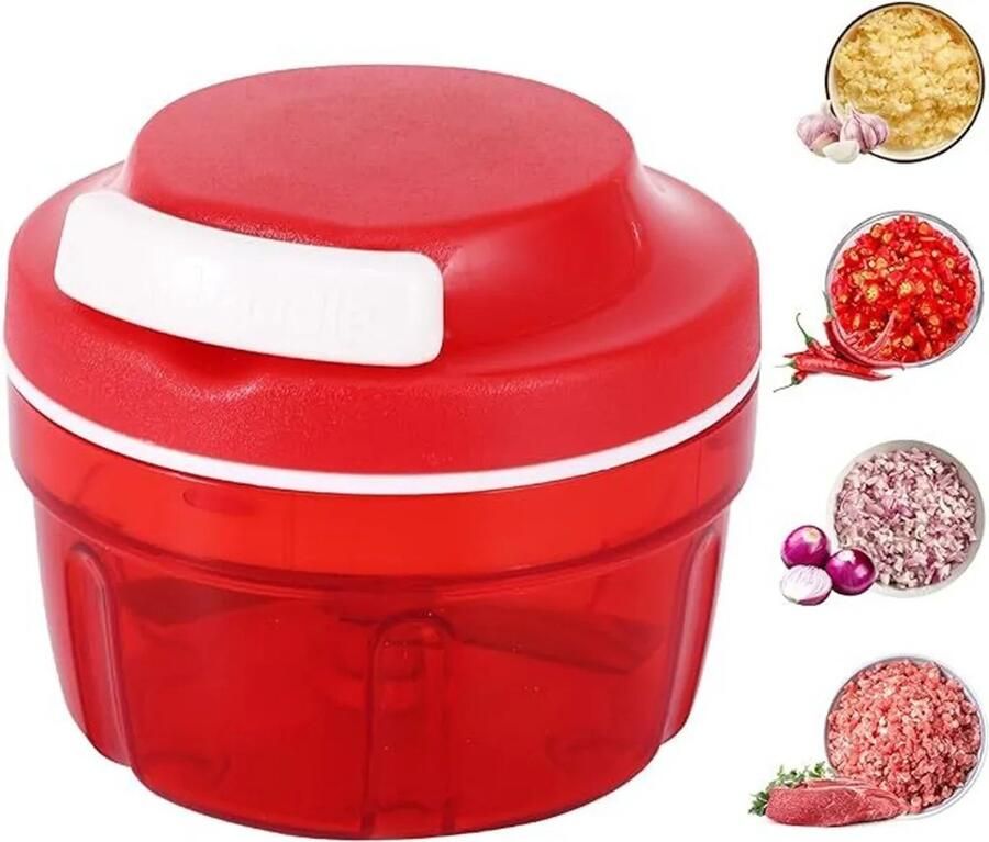 Groente- en uienhakker handmatige keukenmachine van 300 ml huishoudelijke hakmolen met trekkoord vleesmolen keukenaccessoire rood