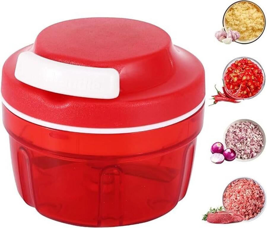 Groente- en uienhakker handmatige keukenmachine van 300 ml huishoudelijke hakmolen met trekkoord vleesmolen keukenaccessoire rood
