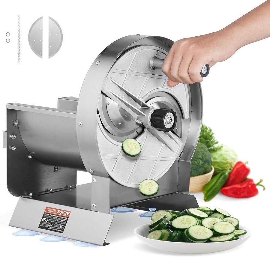 Groente Fruit Snijder Keuken Snijmachine Snel Ingrediënten Snijden Instelbare Dikte 0-12mm Zilver