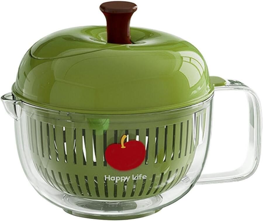 Groente Fruit Wasbak Slacentrifuge Droger Salades Maken Antislip Bodem 21 cm Groen - Foto 2