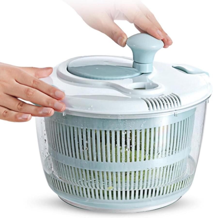Groente Spinner Saladroger Wasmachine Gezond Koken Hand Crank Droogsysteem 5L Wit