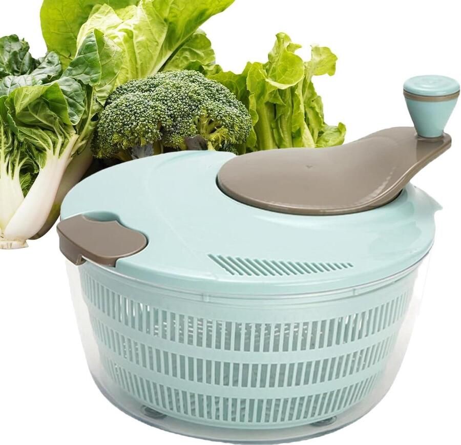 Groentecentrifuge Met Vergiet Sla Droger Verse Salades Maken Geïntegreerd Droogapparaat 27.5 cm Lengte Wit