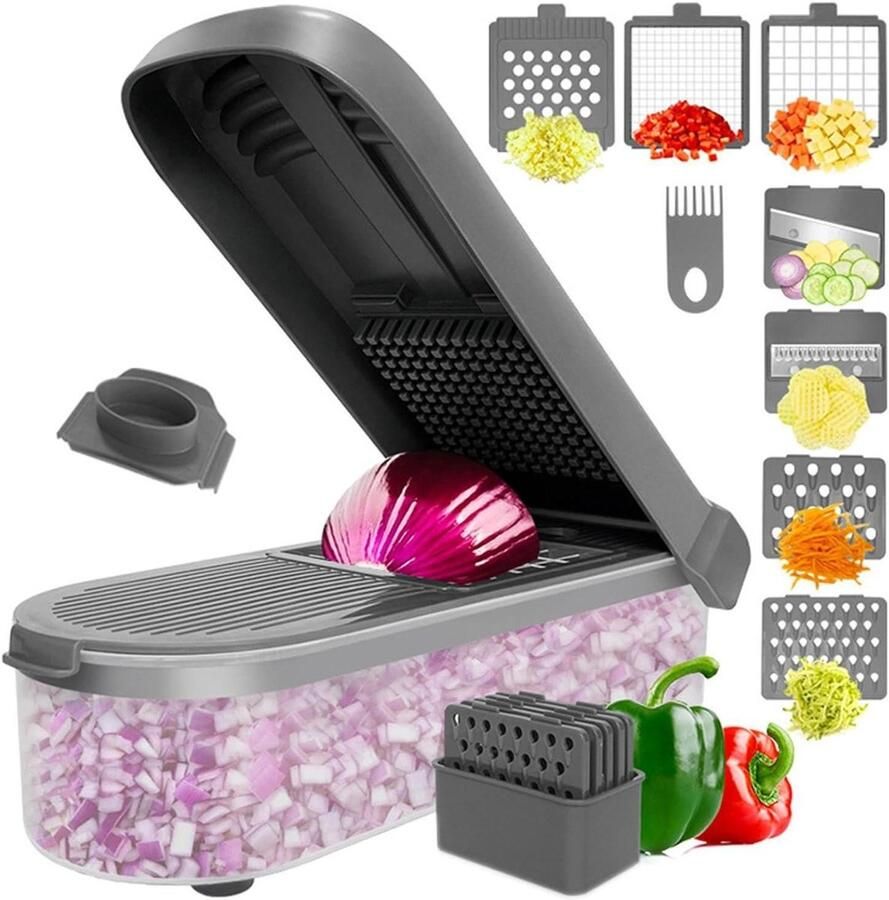 Groentechopper met container Keuken artifact Voedsel snijder Maaltijden voorbereiden Antislip basis