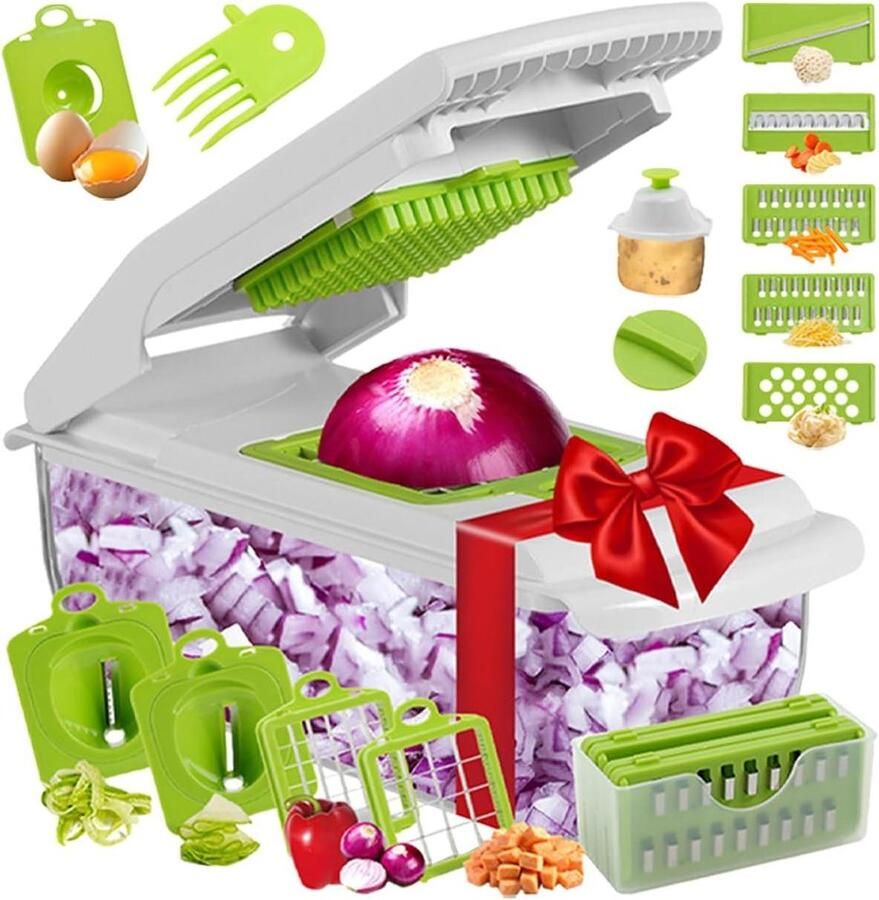 Groentehakker Keuken Snijder Maaltijd Voorbereiden 18-in-1 Functies 334 x 127 x 123 cm Groen