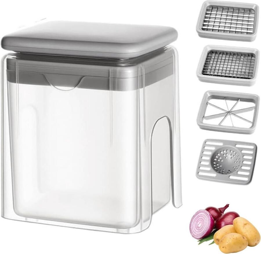 Groentehakselaar Keuken Gadget Voedselbereiding Vereenvoudigen Roestvrijstalen Messen 35x10x3cm Grijs