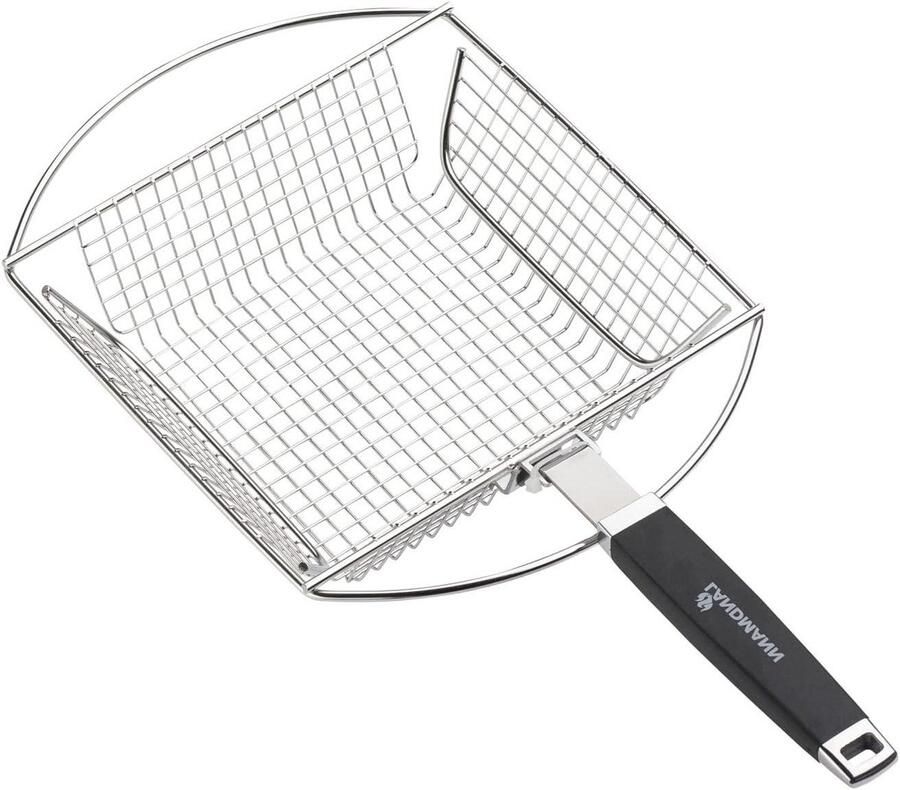 Groentemand BBQ Grillmand Roestvrij Staal Groenten Grillen Afneembare Handgreep 52 x 25.5 x 10.5 cm Zilver