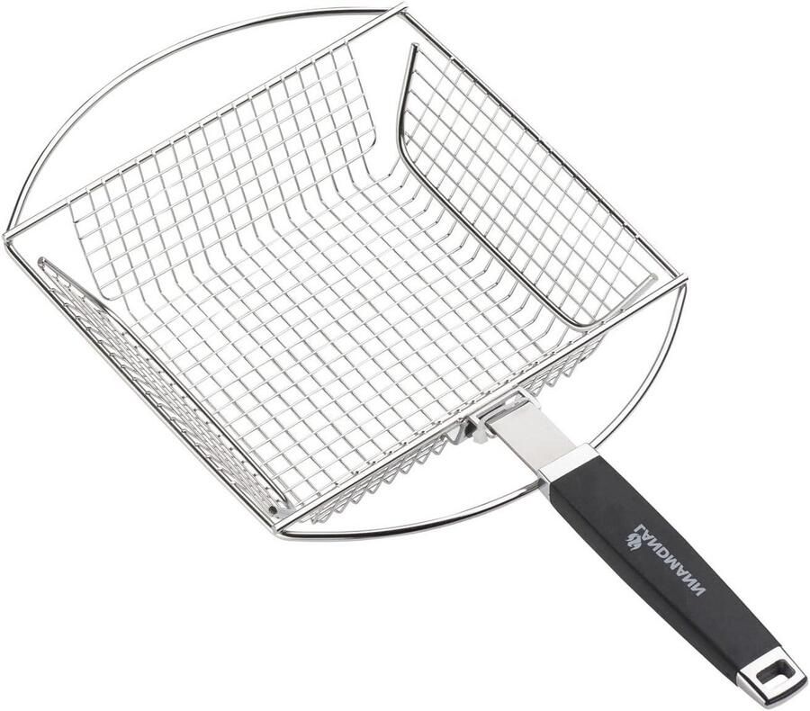 Groentemand Roestvrij Staal Grillmand Groenten Grillen Afneembare Handgreep 52 x 25.5 cm Zilver