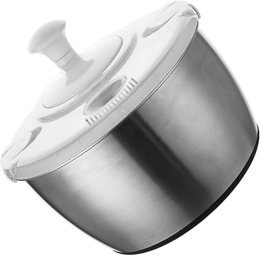 Groenten Wasmachine Droger Salade Spinner Groenten Drogen Roestvrijstalen Mand 5L Capaciteit Zilver