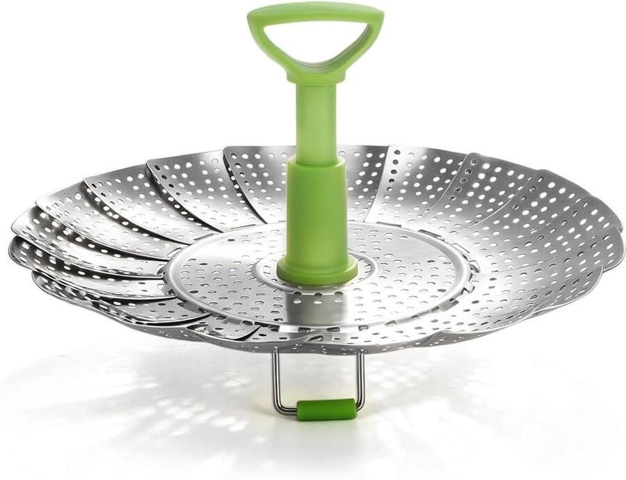 Groentenstoommand Stoomrek Kookgerei Gezond Koken Opvouwbaar Roestvrij Staal 9 inch Zilver