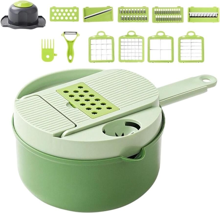 Groentesnijder Hakmolen Keukenmachine Rasp Maaltijden Voorbereiden 16-in-1 Multifunctioneel 20x20x13 cm Grijs