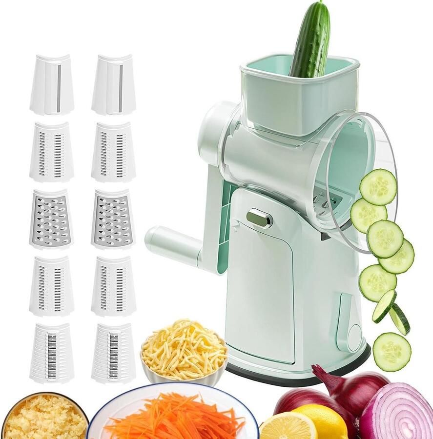 Groentesnijder Keukenrasp Mandoline Groenten Snijden Veiligheidsmesbescherming 28.8 cm Mintgroen