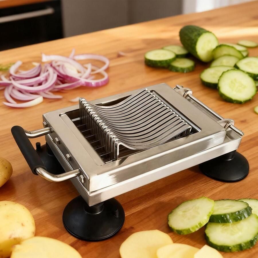 Groentesnijder RVS Keuken Snijmachine Efficiënt Maaltijden Bereiden Instelbare Snijdikte 32 x 16 x 10 cm Zilverkleurig