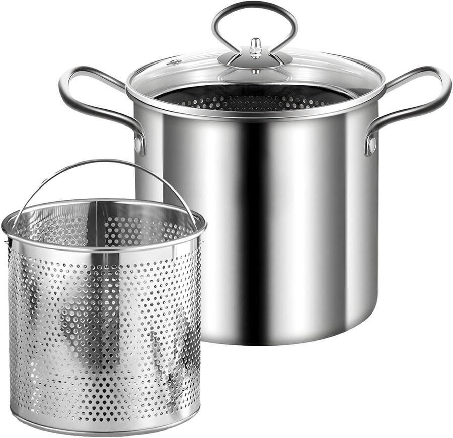 Groentestoompan Stoompan met zeef Gezond koken Roestvrij staal 63 inch Zilver