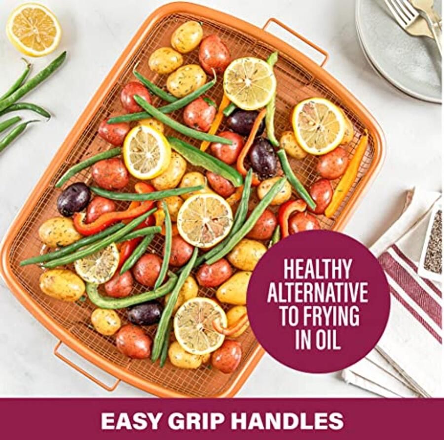 Groot Knapper Tray voor Oven 2-Delige Antiaanbak Bakplaat en Mand voor Perfect Knapperig Bakken