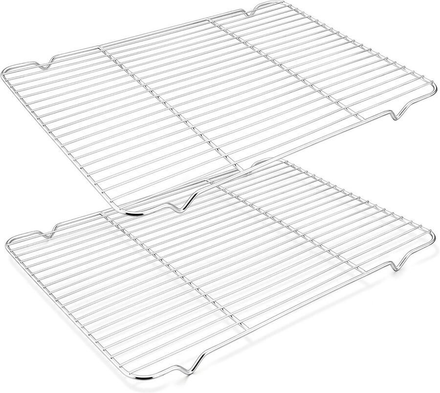 Koelrooster Set Bakrooster Oven Bakken en Grillen Roestvrij Staal 42 x 29 cm Zilver