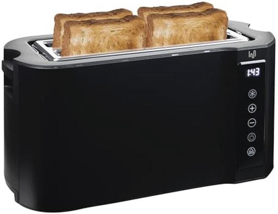 Groot Zwart Broodrooster met Touchscreen en Broodjeswarmer