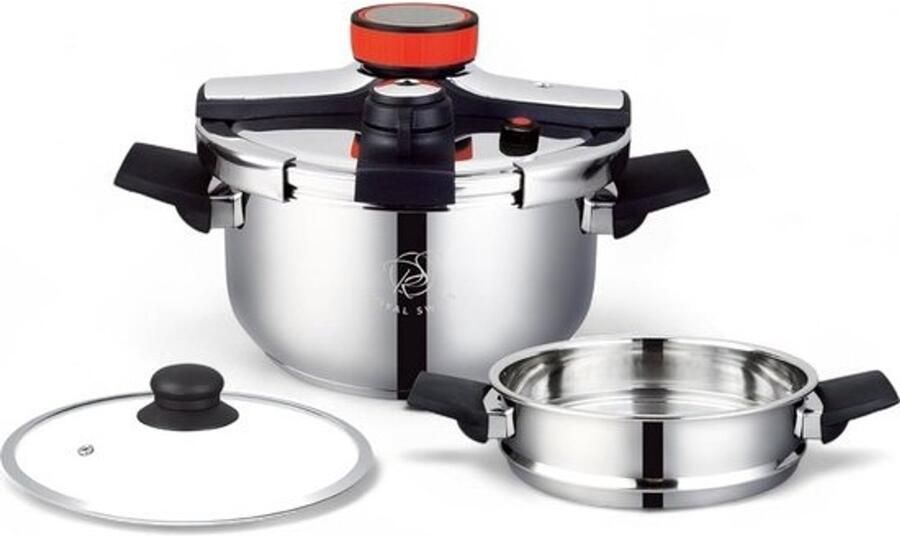 Grote 10 Liter Snelkookpan met Couscoussier Inzet RVS & Geschikt voor Inductie