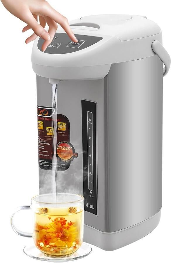 Grote 4L Warmwaterdispenser en RVS Waterkoker met Temperatuurbehoud