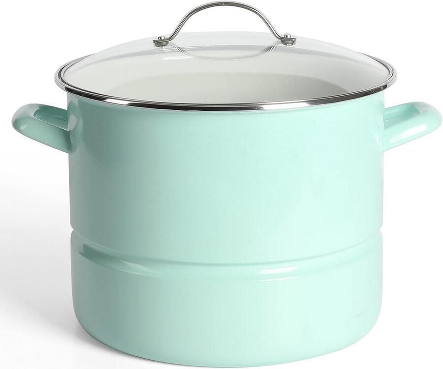 Grote 6.4 liter Stoompan met Inzet voor Koken en Stomen Krasbestendig Emaille