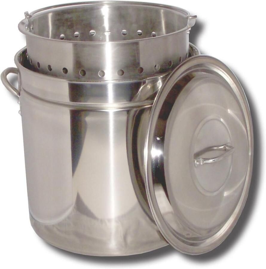 Grote 82 Liter RVS Stoompan met Mand en Deksel voor Zeevruchten en Koken