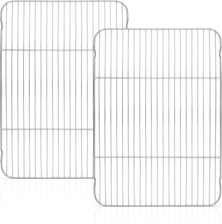 Grote Afkoelrooster Set van Roestvrij Staal Voor Bakken Grillen en Koelen Vaatwasmachinebestendig 41 5 x 29 x 2 cm