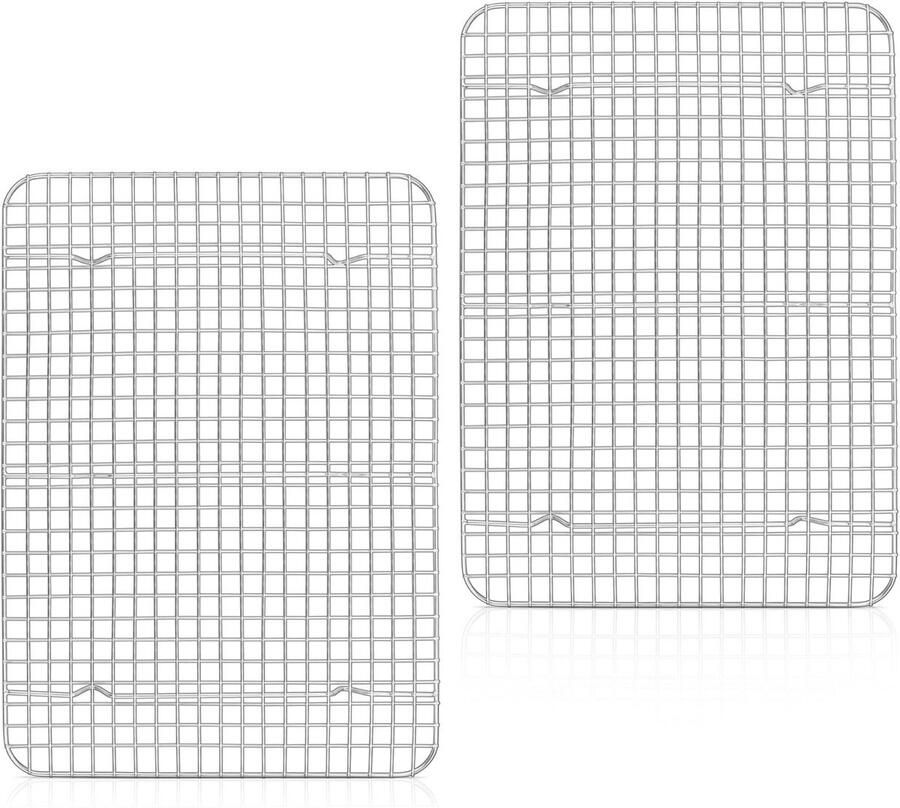 Grote afkoelroosterset van roestvrij staal 2-delige set voor bakken en koken