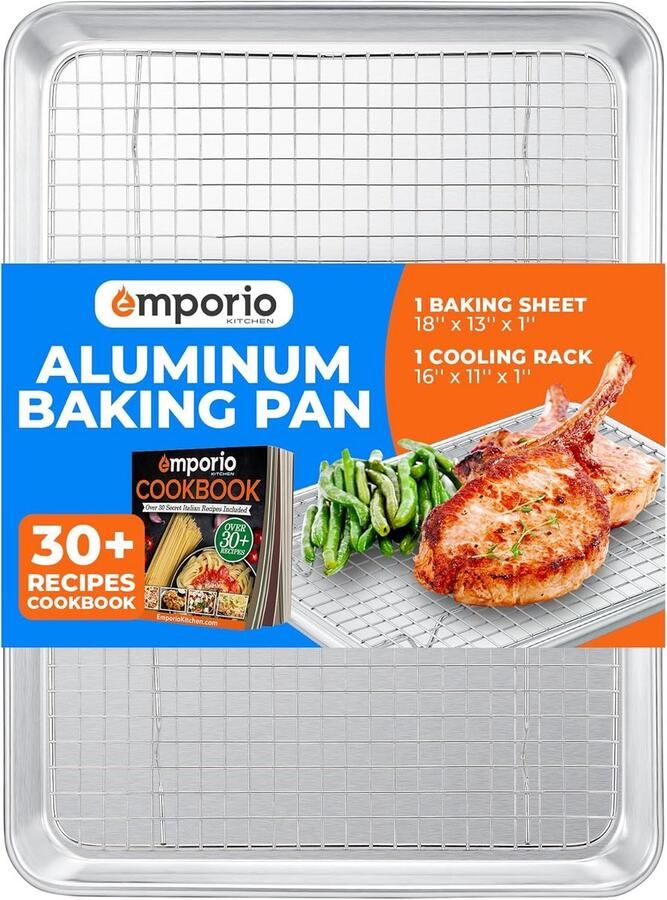 Grote Aluminium Bakplaat met Koelrek Ovenbestendige Set voor Bakken en Roosteren