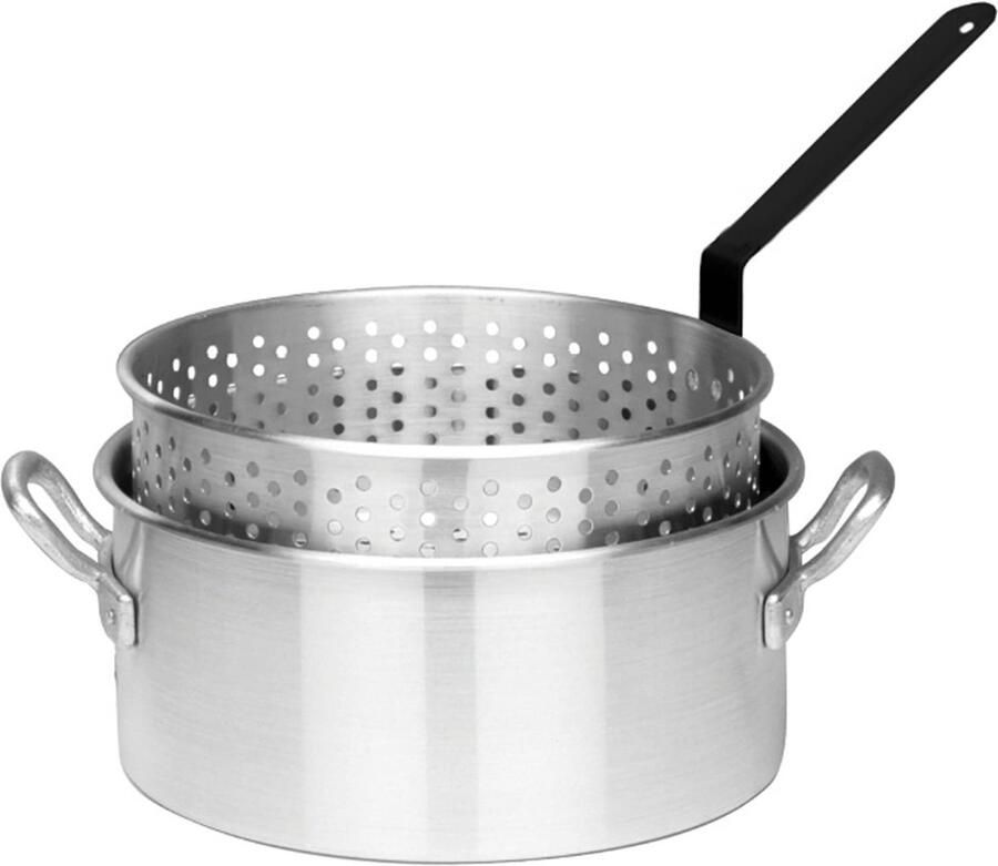 Grote Aluminium Koekenpan (10 Qt) met Perforated Frituurmand Ideaal voor Frituren