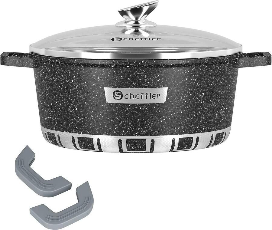 Grote Aluminium Pan met Deksel en Antiaanbaklaag Geschikt voor Alle Warmtebronnen