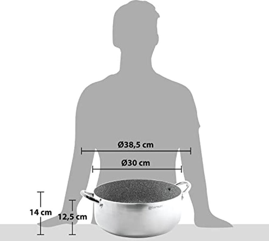 Grote anti-aanbak kookpan 30 cm voor inductie Geschikt voor grote gezinnen
