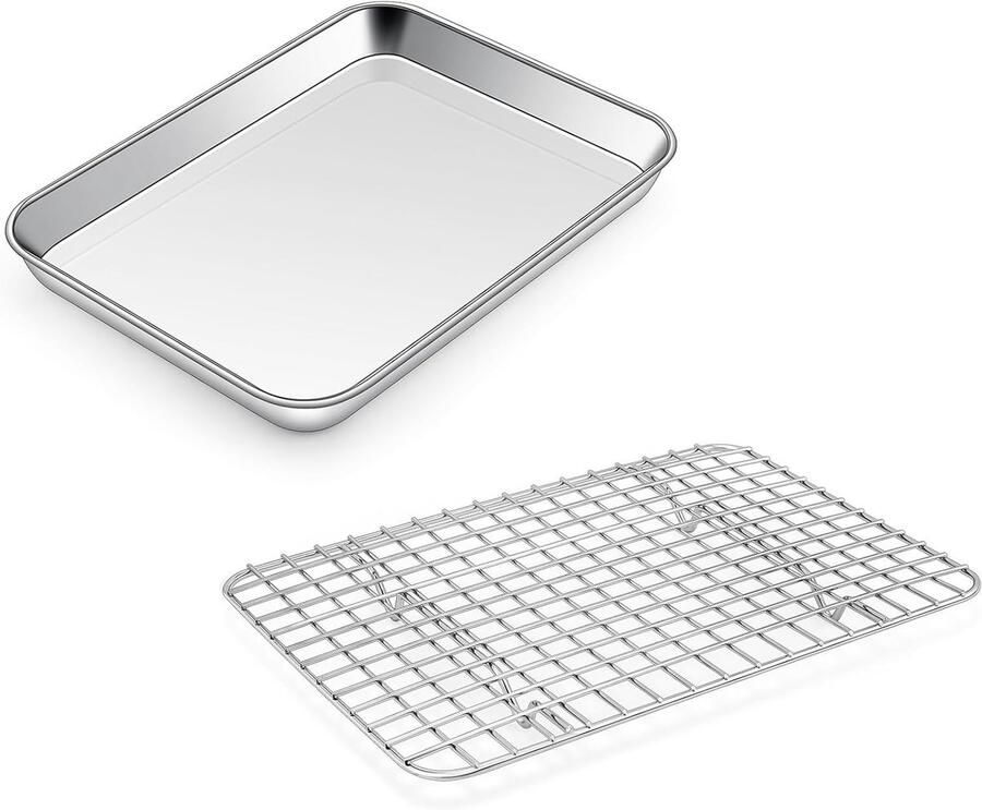 Grote bakplaat met koelelement roestvrij staal rechthoekig vaatwasserbestendig 23.5 x 17.8 x 2.5 cm ideaal voor taart en koekjes bakken