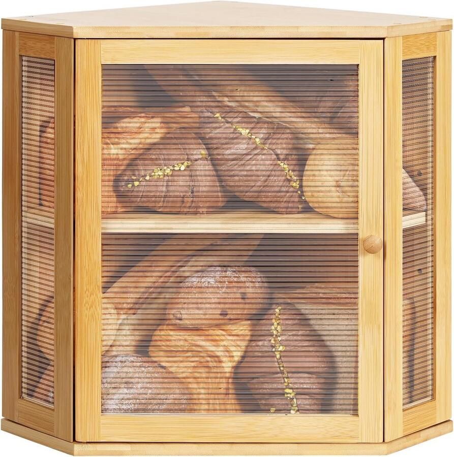 Grote Bamboe Broodbak met Dubbele Laag en Doorzichtig Paneel voor Broodopslag