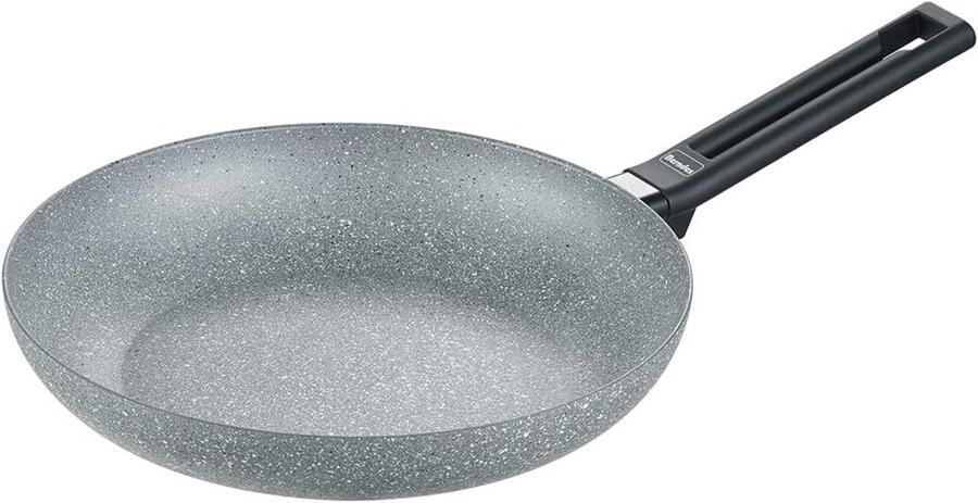 Grote Braadpan Aluminium Pan Vetarm Koken Versterkte Antiaanbaklaag 28 cm Zwart