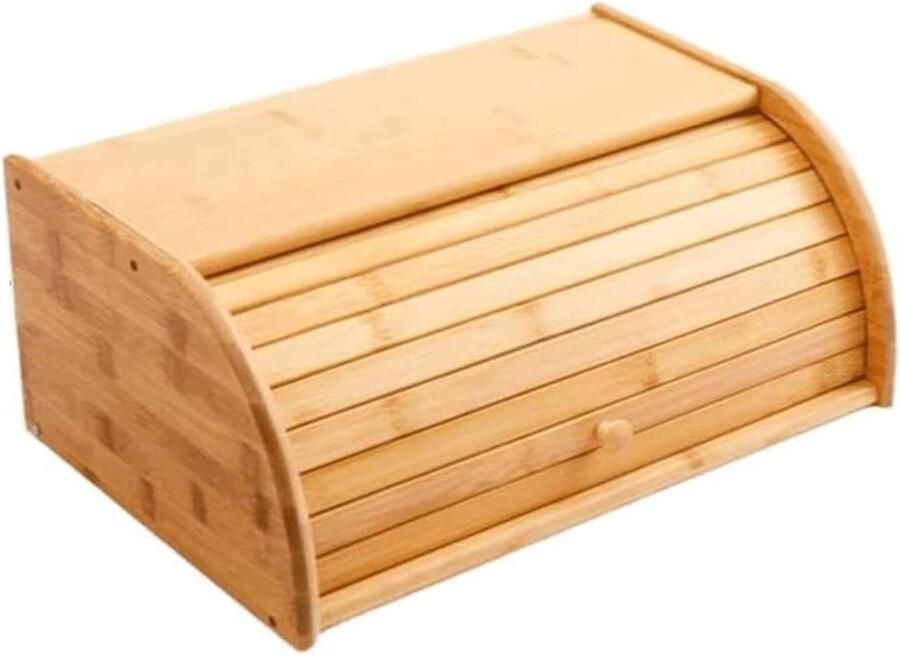 Houten Broodtrommel Brooddoos Keuken Brood Vers Houden Grote Capaciteit 41x28x17cm Natuurlijk Hout