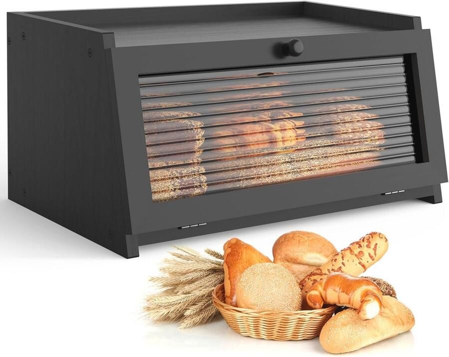 Grote Brooddoos met Venster voor Keuken Zwart