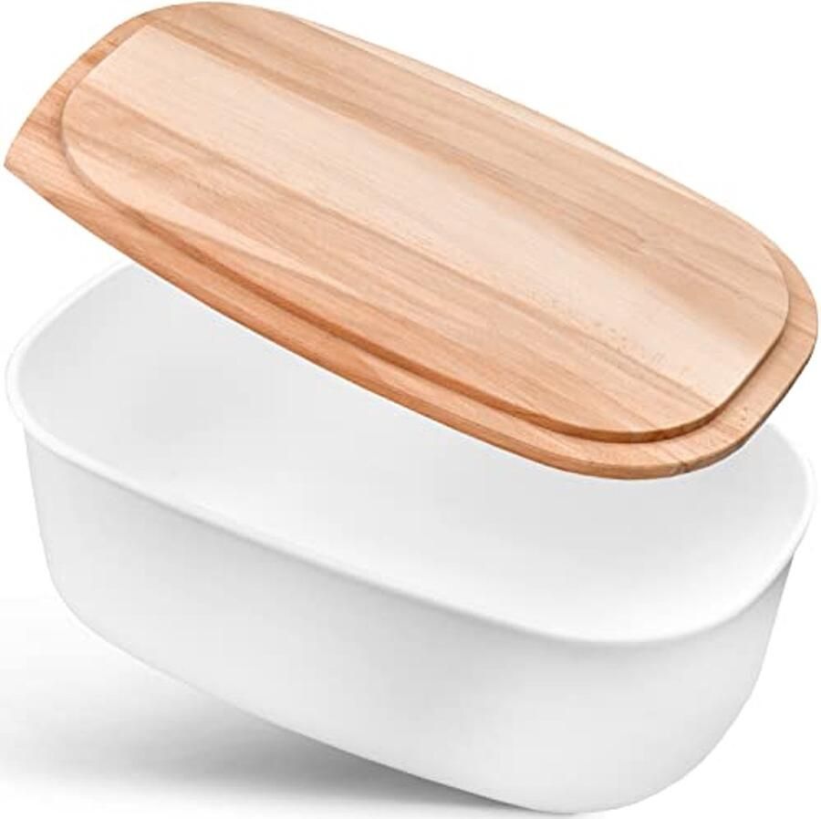 Grote broodtrommel Brood opberger Brood vers houden Met rolklep 40 cm breed Natuurlijk hout