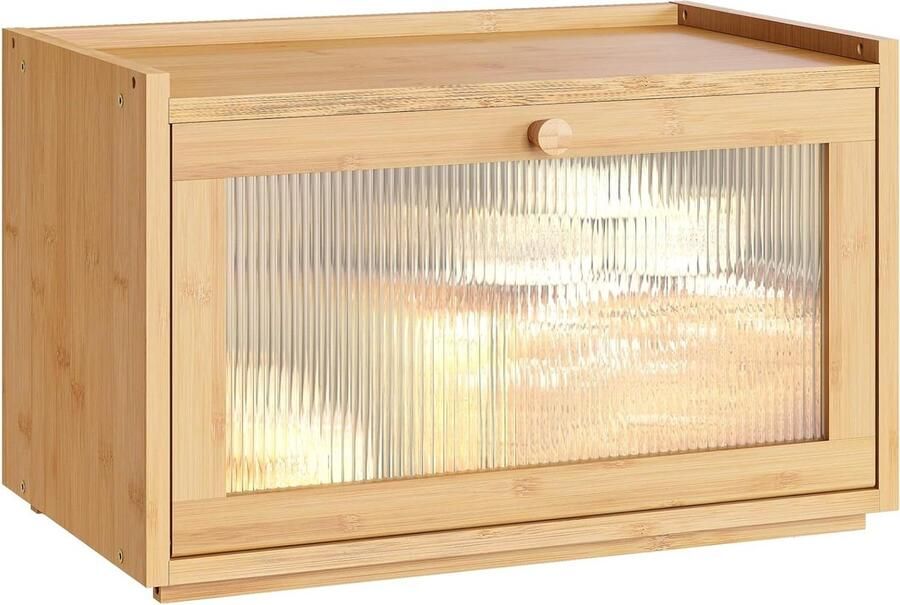 Grote Broodtrommel voor Aanrecht met Transparante Klep Bamboe Brood Opbergdoos